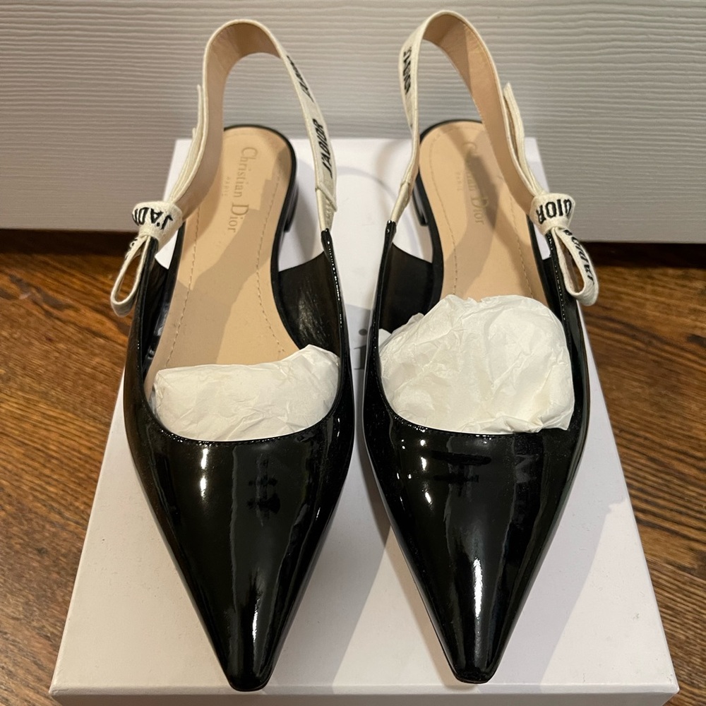 * SOLD* Dior J’adior Slingback Ballerina Flat 42 Black Patent Leather